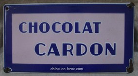 Plaque emaill&eacute;e CHOCOLAT CARDON